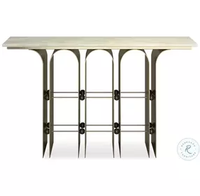 Nexus Brushed Gold And Green Onyx Console Table