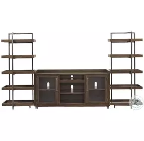 Starmore Oiled Walnut And Gunmetal 3 Piece Entertainment Center