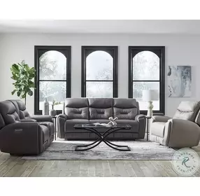 Point Break True Grit Greystone Triple Power Reclining Sofa with Power Headrest