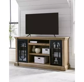 Wittenmyer Rich Light Brown and Matte Black XL TV Stand with Fireplace Option