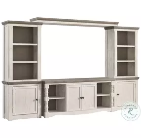 Havalance Weathered Gray And Vintage White 4 Piece Entertainment Center