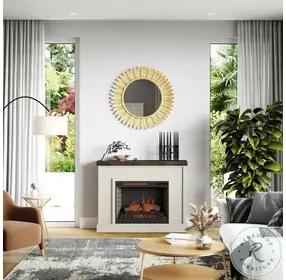 Washington Jasmine Whitewash And Barnwood 48" Mantel TV Stand with Fireplace