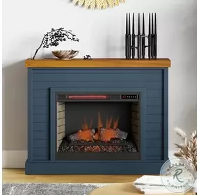 Washington Blue Denim And Whiskey 48" Mantel TV Stand with Fireplace