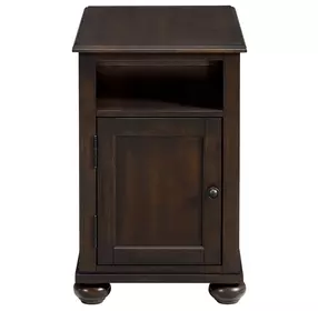 Chad Cherry Rectangular Chairside Table with USB Charging
