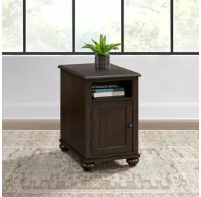 Chad Cherry Rectangular Chairside Table with USB Charging