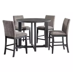 Yorkshire Espresso and Brown Upholstered 5 Piece Counter Height Dining Set