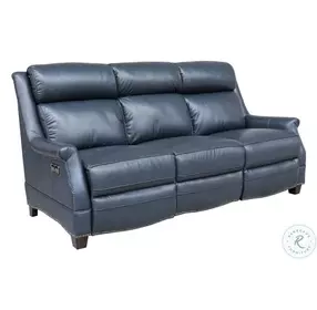 Warrendale Shoreham Blue Leather Power Reclining Living Room Set with Power Headrest