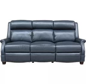 Warrendale Shoreham Blue Leather Power Reclining Living Room Set with Nailhead Trim and USB Charging
