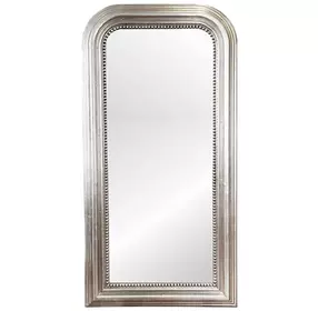 Waverly Silver Leaf With Umber Glaze Floor Mirror With Curved Edges