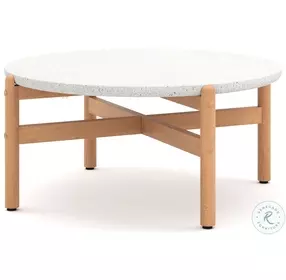 Solstice Natural Outdoor Solid Wood Occasional Table Set With Terrazzo Top