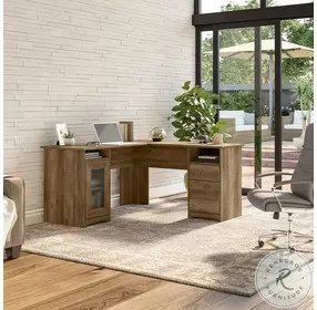 Cabot Reclaimed Pine 60" L Shaped Computer Desk with Storage