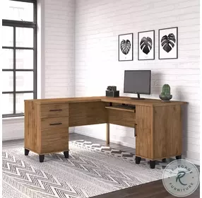 Somerset Fresh Walnut 60" L Shaped Desk