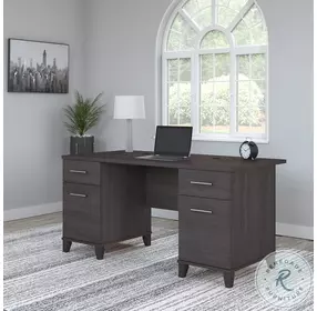 Somerset Storm Gray 60" Office Desk With Drawers