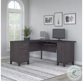 Somerset Storm Gray 60" L Shaped Desk With Storage
