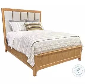 Wanderlust Glazed Natural Oak Upholstered Panel Bedroom Set