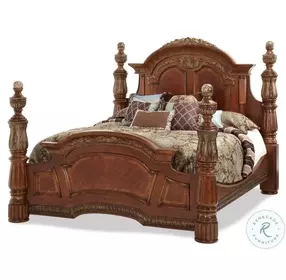 Villa Valencia Classic Chestnut Grande Marble Low Poster Bedroom Set