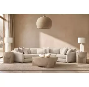 Soleil Beige 2 Piece Sectional with Pillows