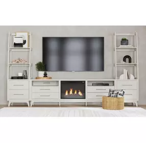 Clare Almond 82" TV Stand with Fireplace Insert