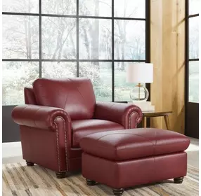 Westfield Cherry Leather Ottoman