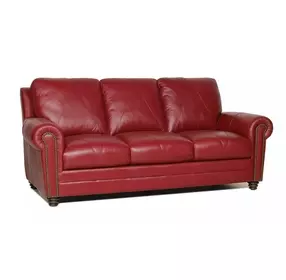 Westfield Cherry Leather Living Room Set with Nailhead Trim