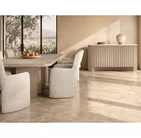 Loggia Aria and White 3 Door Travertine Top Buffet