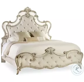 Sanctuary Beige And Silver Leaf upholstered Bedroom Set