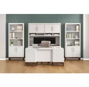 Pomona Soft White Open Bookcase with 2 Doors