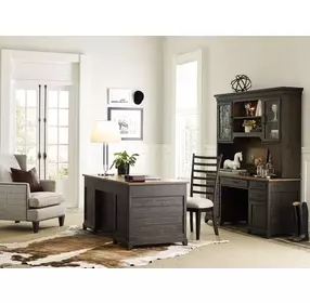 Heritage Timber Charcoal 66" Farmstead Executive Credenza and Hutch with LED