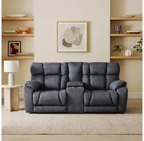 Wild Card Charcoal 82" Power Reclining Console Loveseat with Power Headrest and USB Charging