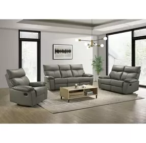 Murray Gray Leather 64" Reclining Loveseat