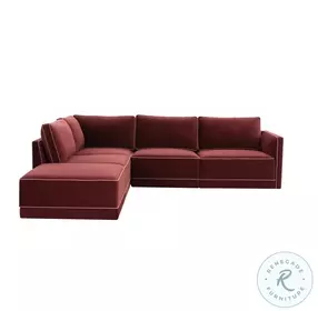 Willow Berry Red Velvet Modular LAF Sectional