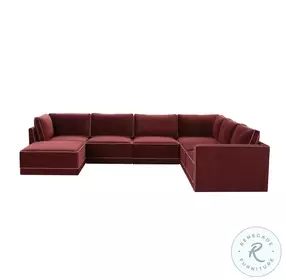 Willow Berry Red Velvet Modular Large Chaise Sectional