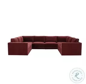 Willow Berry Red Velvet Modular Large U Sectional