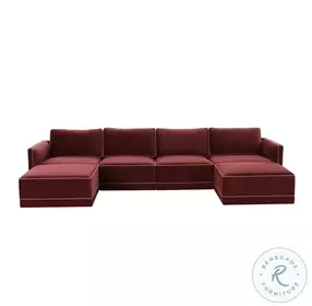 Willow Berry Red Velvet Modular U Sectional