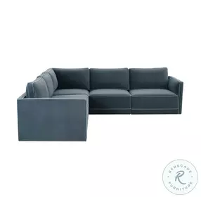 Willow Misty Blue Velvet Modular L Sectional