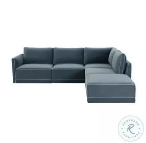 Willow Misty Blue Velvet Modular RAF Sectional