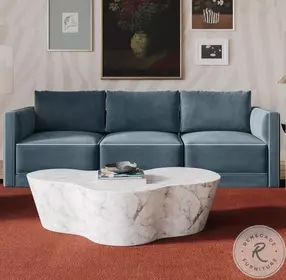 Willow Misty Blue Velvet Living Room Set