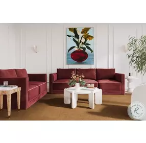 Willow Berry Red Velvet Modular Loveseat