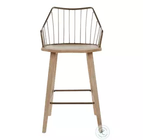 Winston White Washed Wood And Antique Copper Metal Counter Height Stool
