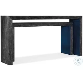 Halen Black Wood And Blue Painted Nesting Sofa Tables