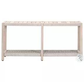 Wrap Taupe White Flat Rope And Gray Teak Outdoor Console Table