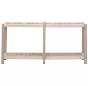 Wrap Oat and Washed Ever Teak Outdoor Rectangular Console Table
