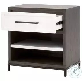Wrenn Burnished Brown Acacia And Matte White 1 Drawer Nightstand