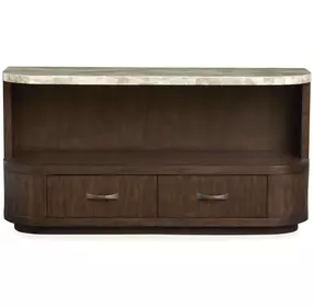 Mcpherson Burnt Umber Demilune Marble Top Sofa Table