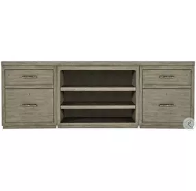 Linville Falls Soft Smoked Gray 84" Credenza with Two Files and Open Desk Cabinet