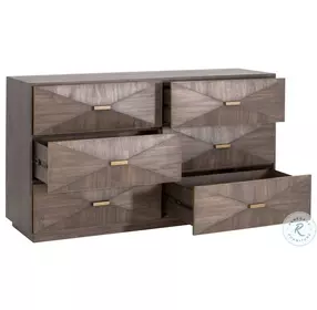 Wynn Burnished Brown Acacia 6 Drawer Double Dresser