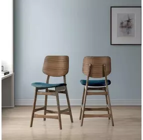 Oscar Teal Upholstered Counter Height Chair Set of 2
