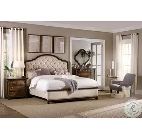 Ashford Heights Beige And Traditional Mahogany King Upholstered Bed