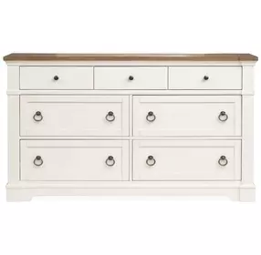 Crownfall Whisper White and Cerused Nutmeg 7 Drawer Dresser