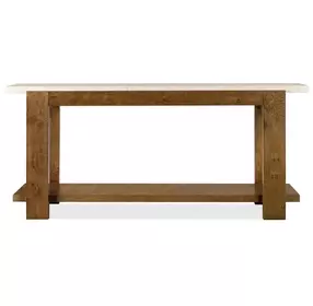 Melange Rich Golden Brown and White Rectangular Marble Top Mulholland Console Table